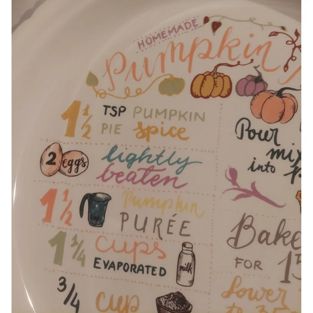 Hobby Lobby 2020 Pumpkin Pie Recipe Baking Dish Ceramic Plate 12